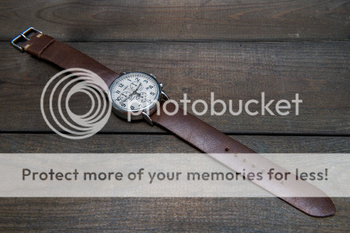 Fin Watch Straps One Piece Strap Camel Leather 20mm Antique